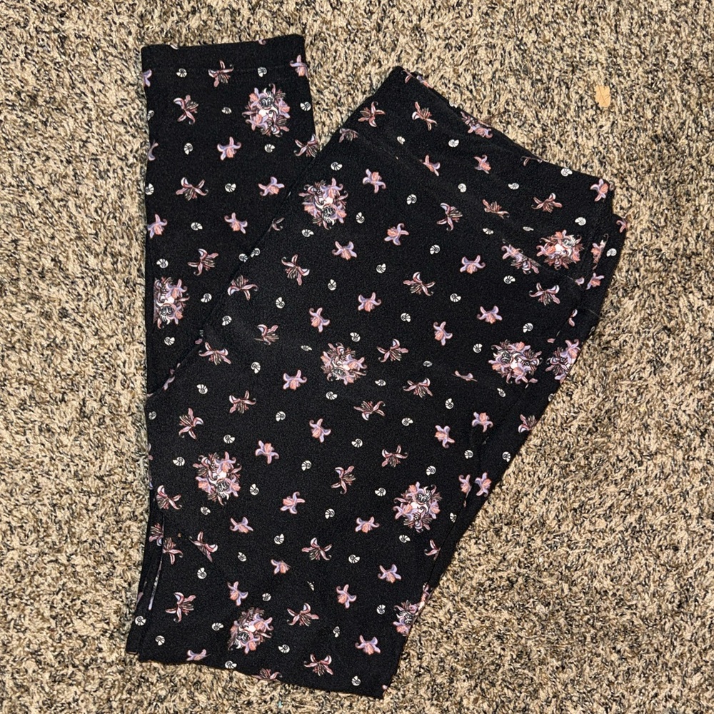 Floral Black Leggings Lularoe Ursula Disney floral leggings tall and curvey